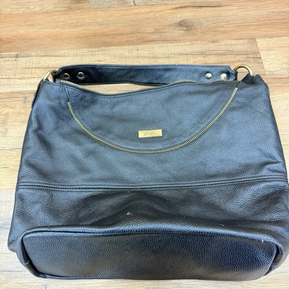 Onna ehrlich Black Pebbled Leather Purse Shoulder Bag
